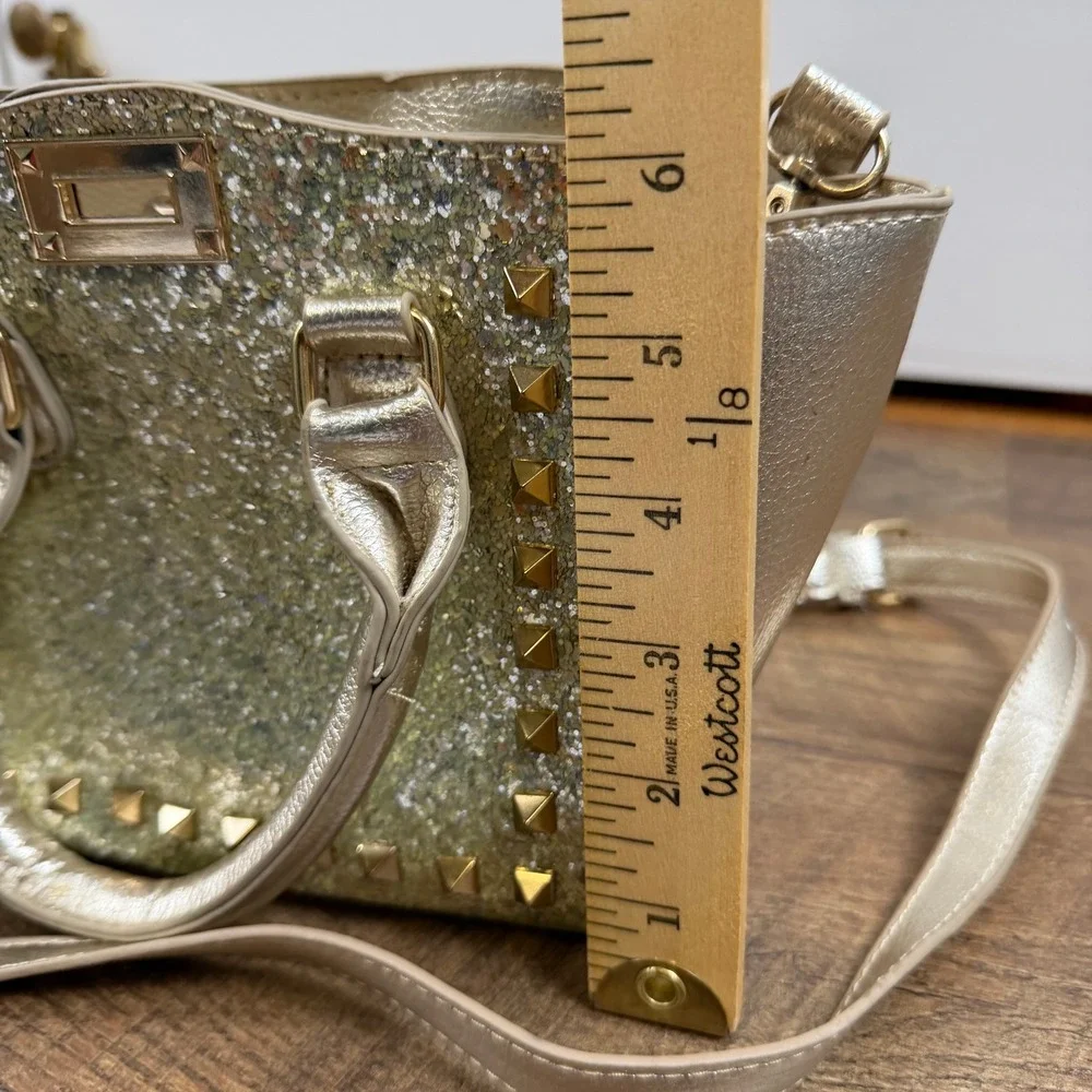 Chloe K New York Gold Glitter‎ Studded Mini Satchel Bag